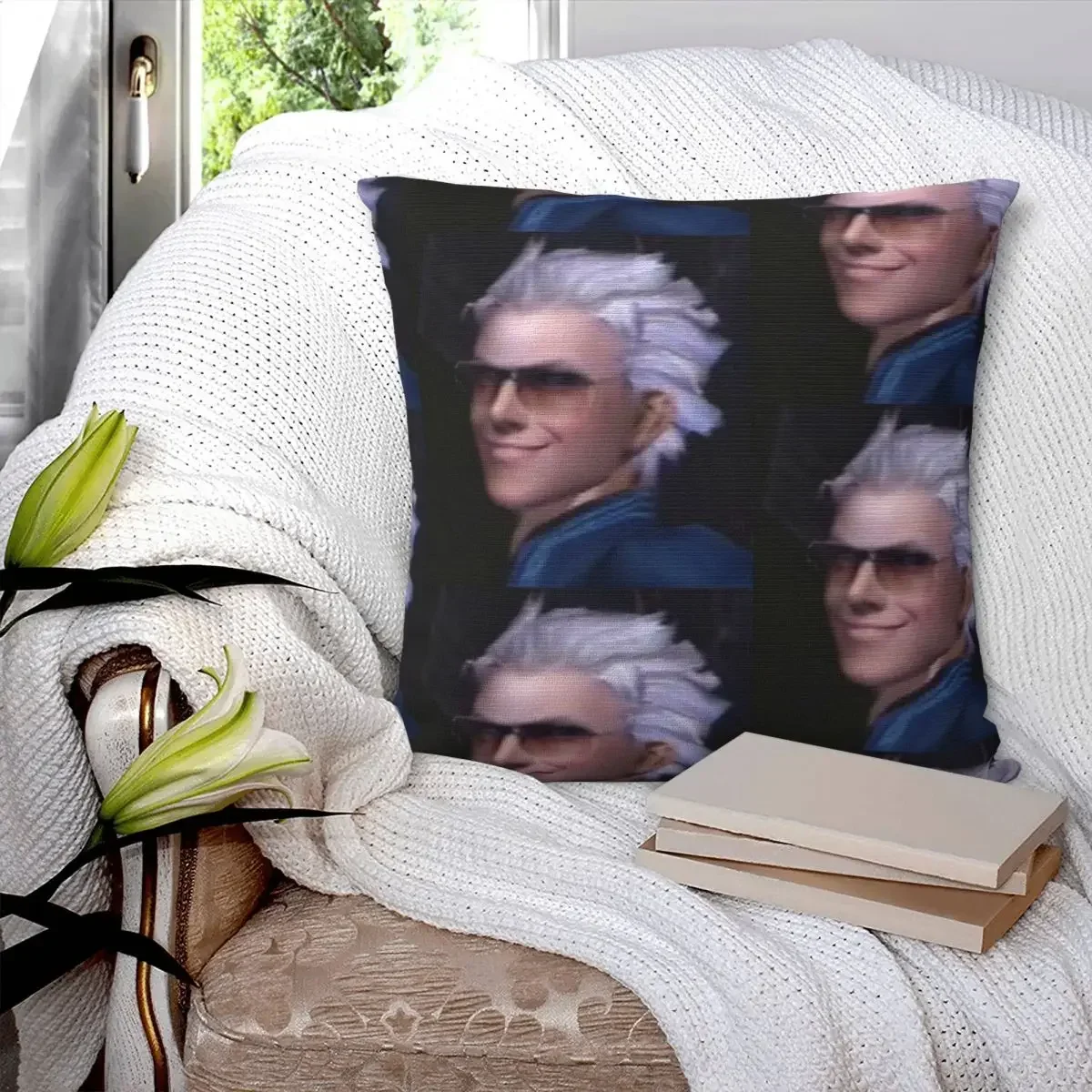 Vergil From The Devil May Cry Series Square Pillowcase Pillow Cover Polyester Cushion  Comfort Throw Pillow for Home Bedroom