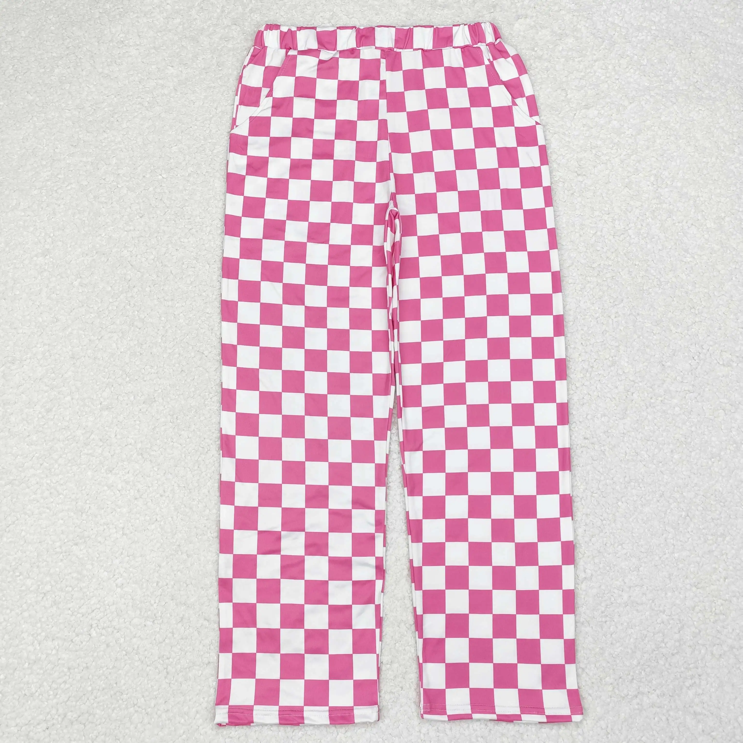 P0648 Stylish And Good Looking Adult Woman Trousers Pink and white plaid Print With Adult Women Rts No Moq