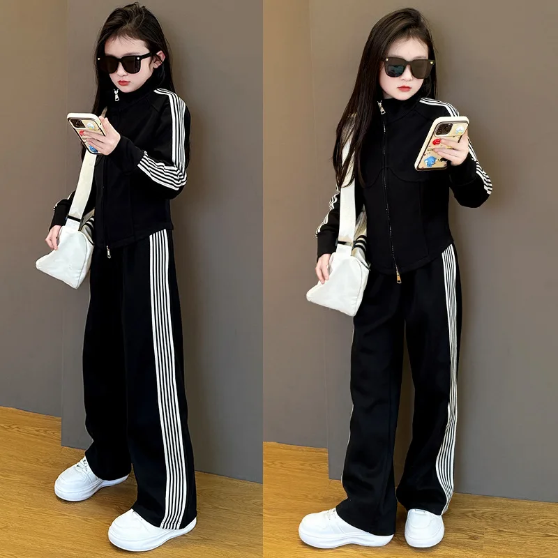 

Girls Spring Sets Teenage New Autumn Sports Casual Suits Kids Long-sleeved Jacket+Pants 2Pcs Outfits Children Loose Clothing Set