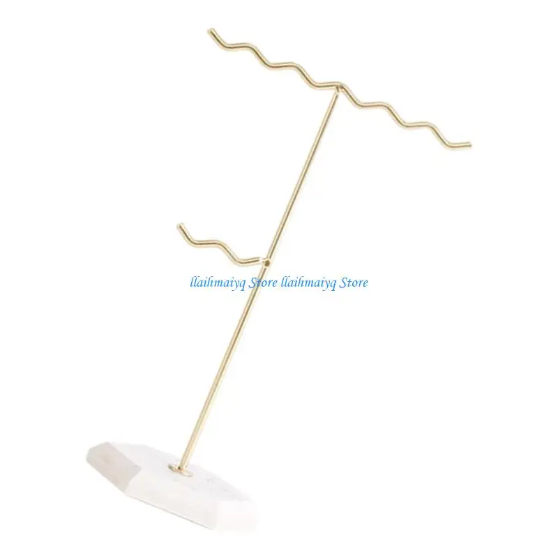 573B عرض مجوهرات متعددة الوظيفية حامل الرخام القاعدة المعدنية القابلة للإزالة القابلة للتخزين تخزين القلادة على شكل #4