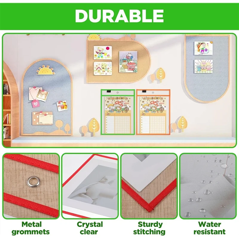 

25 Pack Assorted Job Ticket Holders, 9.8" Wide X 14" Tall - Clear Plastic Shop Ticket Holders - Water--VVBC