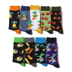 New Trend Jacquard Pineapple Fruit Cotton Street Sports Hip Hop Personalized Fashion Men's and Women's Mid length Animal Socks