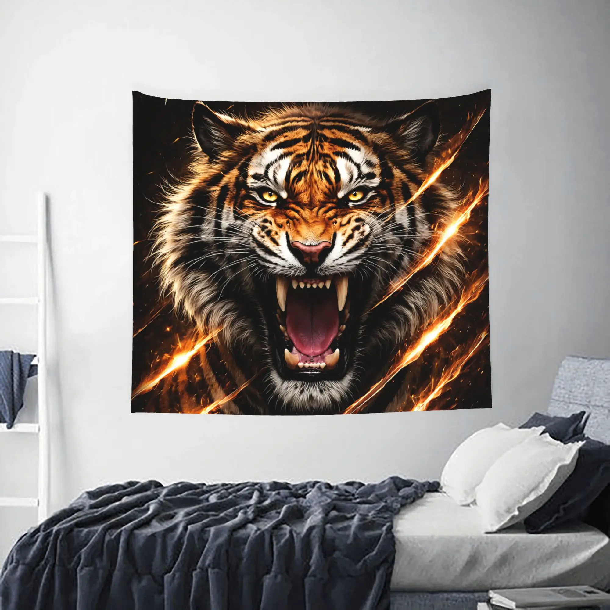 Tiger Fierce Wild Power Graphic Customized Tapestry Bedroom Decoration  Wall Hanging Blanket Tapestry Cool Stuff For Room