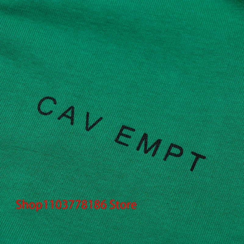 Street Fashion CAVEMPT Short Sleeve Batik Grass Green Round Neck T-shirt Men Women All-match Loose Tops C.E Tee Shirts