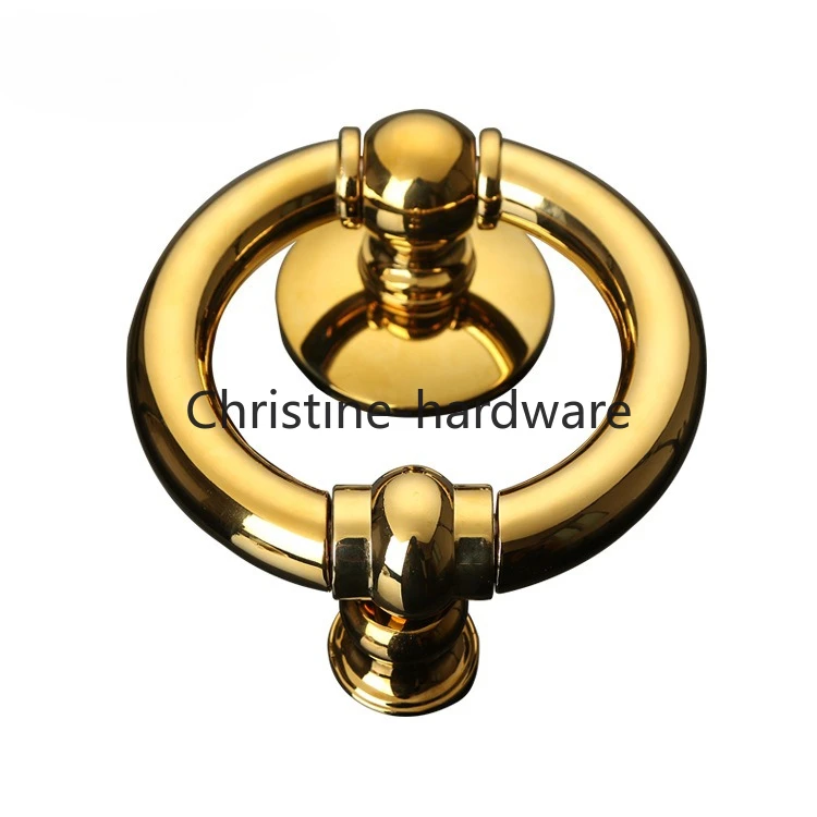 Large Vintage Solid Brass Front Door Knocker Morden Glass Wooden Door Knock Gate Pull Knob Ring Handle For Entrance Door Handle