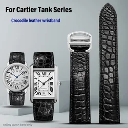 18/20/22/23/24/25mm Quality crocodile Watch strap For Cartier tank Solo key London calibo watchband folding buckle men and women