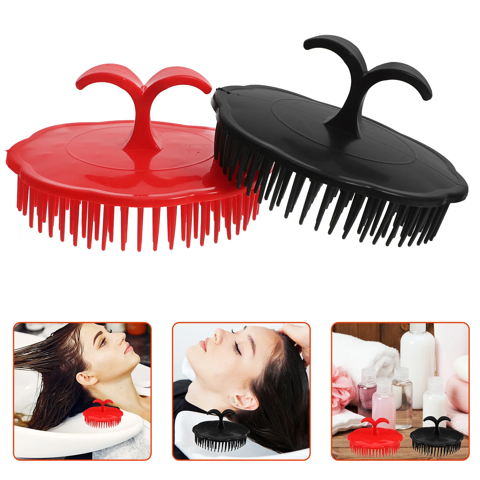 4pcs Round Hair Massaging Brush Manual Scalp Massagers Plastic Head Scrubber Soft Plastic Brush for Hair Detangling Scalp Exfoli