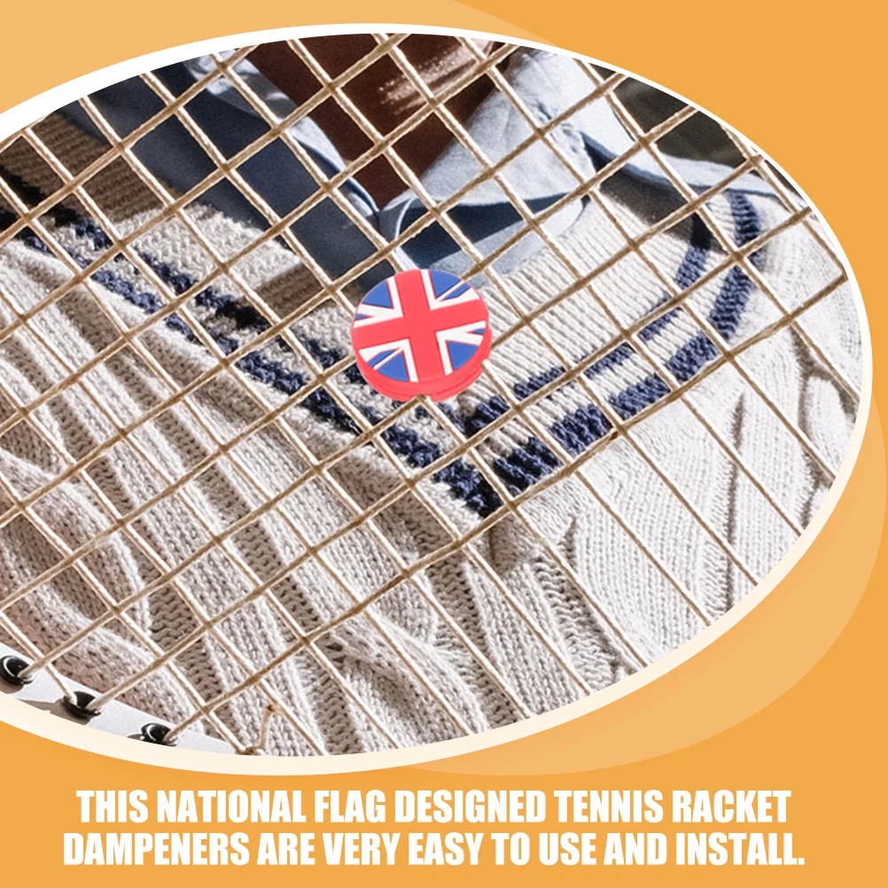 

5Pcs National Flag Tennis Racket Dampener Silicone Shock Absorber Vibration Reduction Tennis Accessories Silicone Racket Damper