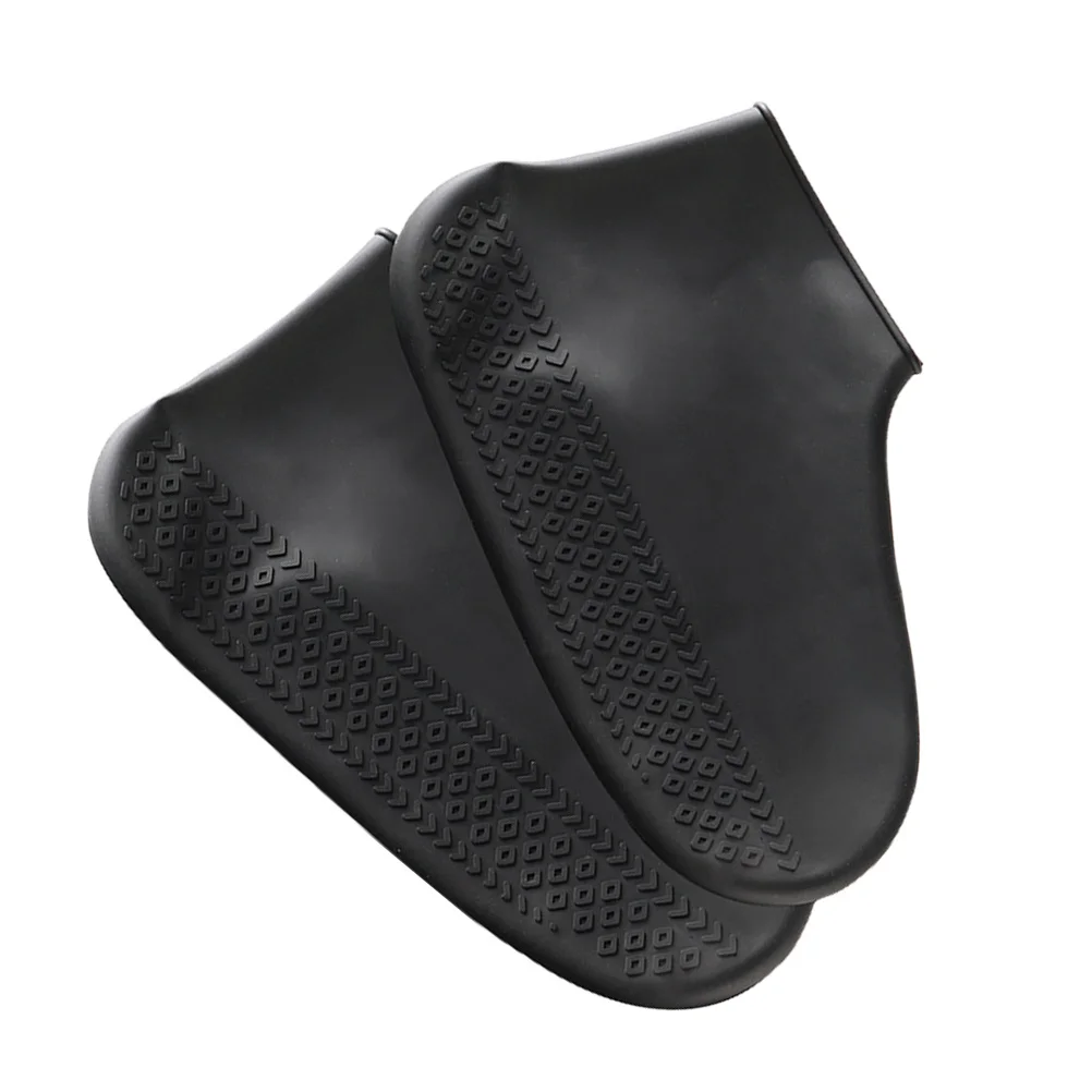 

2Pairs Slip-Resistant Waterproof Silicone Overshoes Durable Shoe Cover for Outdoor Travel Camping Hiking Boot Protector Black