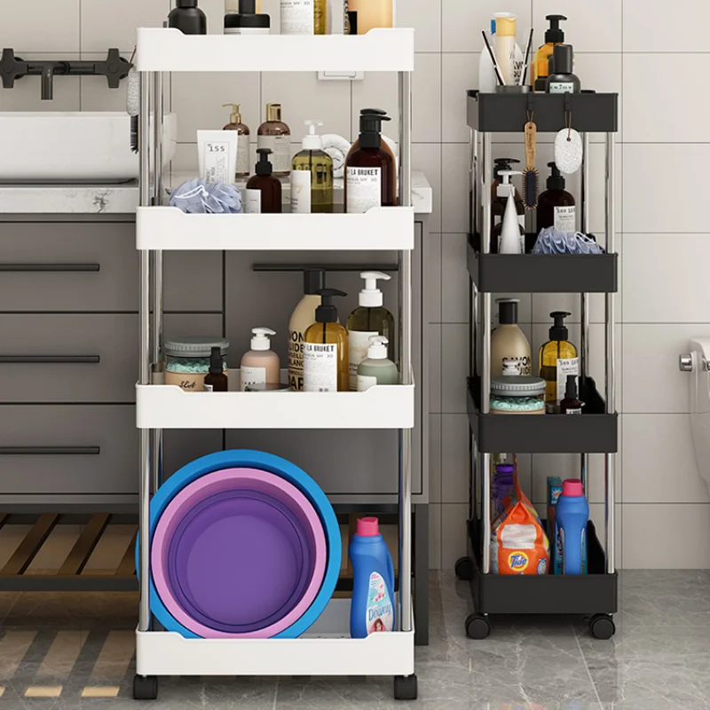 

Rolling Utility Cart Bathroom Cart On Wheels Slim Utility Mobile Shelving Cart Multi-Layer Storage Trolley for Kitchen