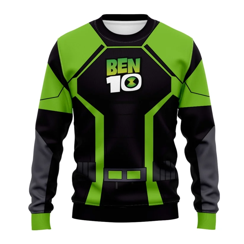 أنيمي Omnitrix Ben10 الكرتون ثلاثية الأبعاد طباعة الرجال النساء الجولة الرقبة التي شيرت المتضخم موضة عادية كم طويل تأثيري البلوفرات القمم