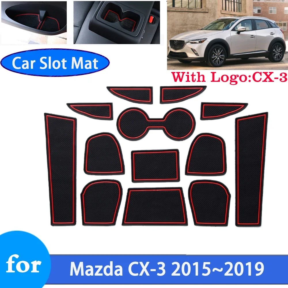 Anti -slip Rubber Mat Door Groove Cup for Mazda CX-3 CX3 CX 3 2015 2016 2017 2018 2019 Car Accessories Non-slip Gate Slot Mat