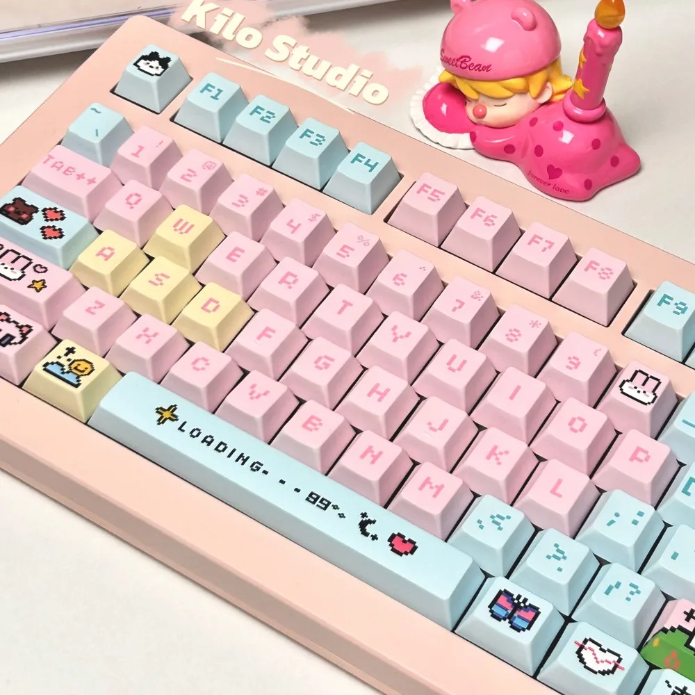 

Mosaic Baby Theme Keycap Set 140Key PBT Custom Pink Girl Keyboard Cap Cherry Profile Key Cap for Mechanical Keyboard Accessories