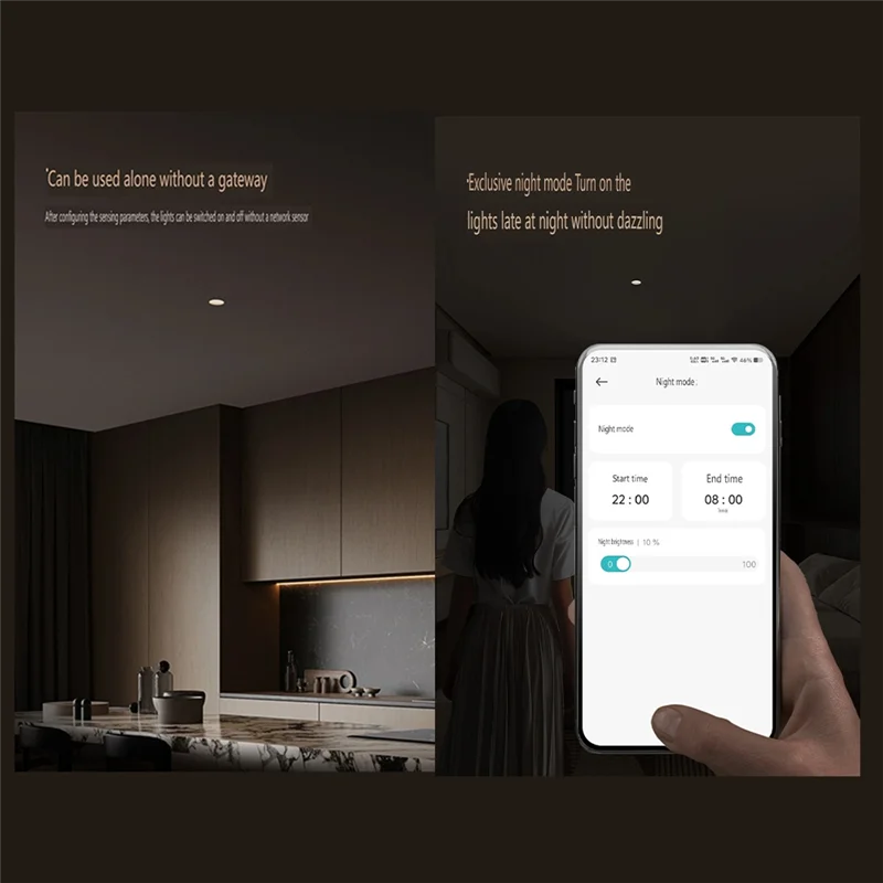 

B92B-X8R Human Body Presence Smart Downlight Spotlight Bluetooth Mesh 2.0 Adjustable Brightness Color Temperature