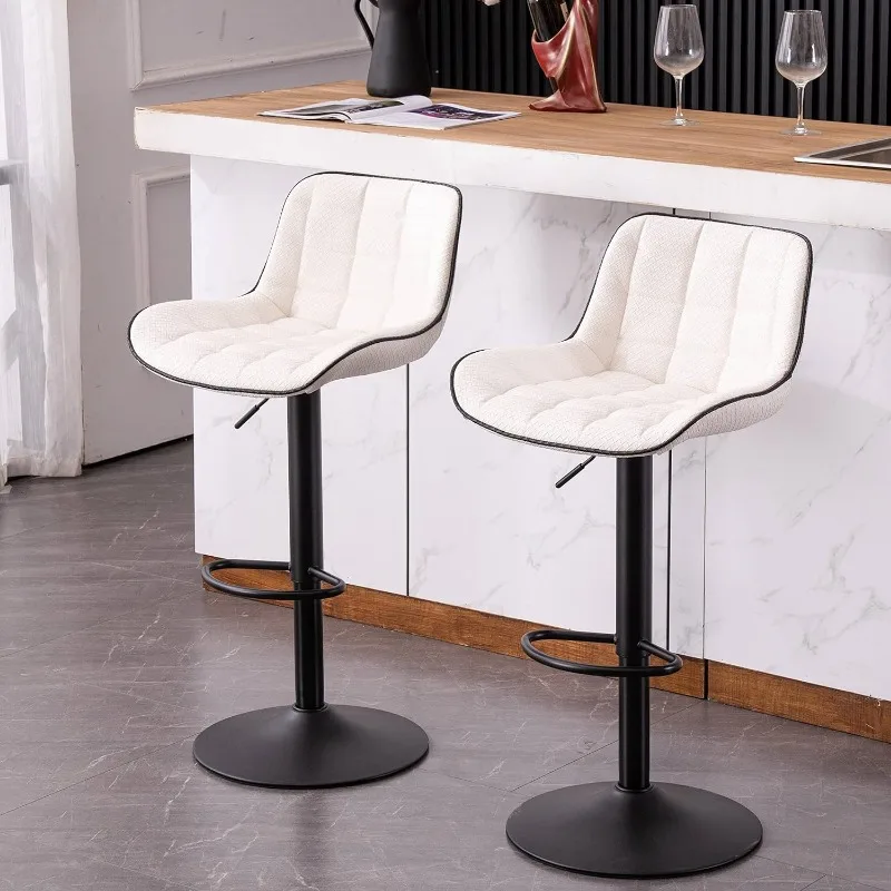 Bar Stools Set of 2 Black Adjustable Barstools Swivel Counter Stools Faux Leather Bar Chairs,3 Mins Quick Assembly