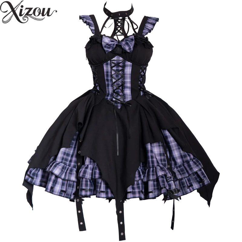 فستان نسائي حلو غير منتظم ثقافة فرعية منقوشة JSK فستان أصلي لطيف على طراز لوليتا فساتين قصيرة عصرية للفتيات #6