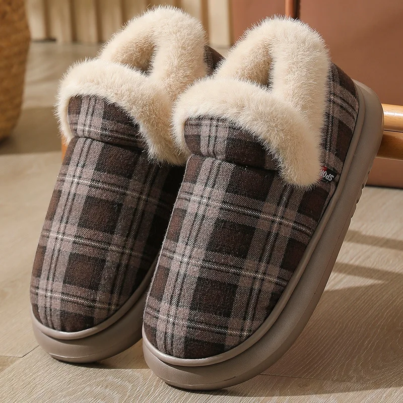 Men's Winter Cotton Slippers Couple Home Anti-slip Shoes Women Indoor Warm Plush Shoes for Man zapatillas casa hombre