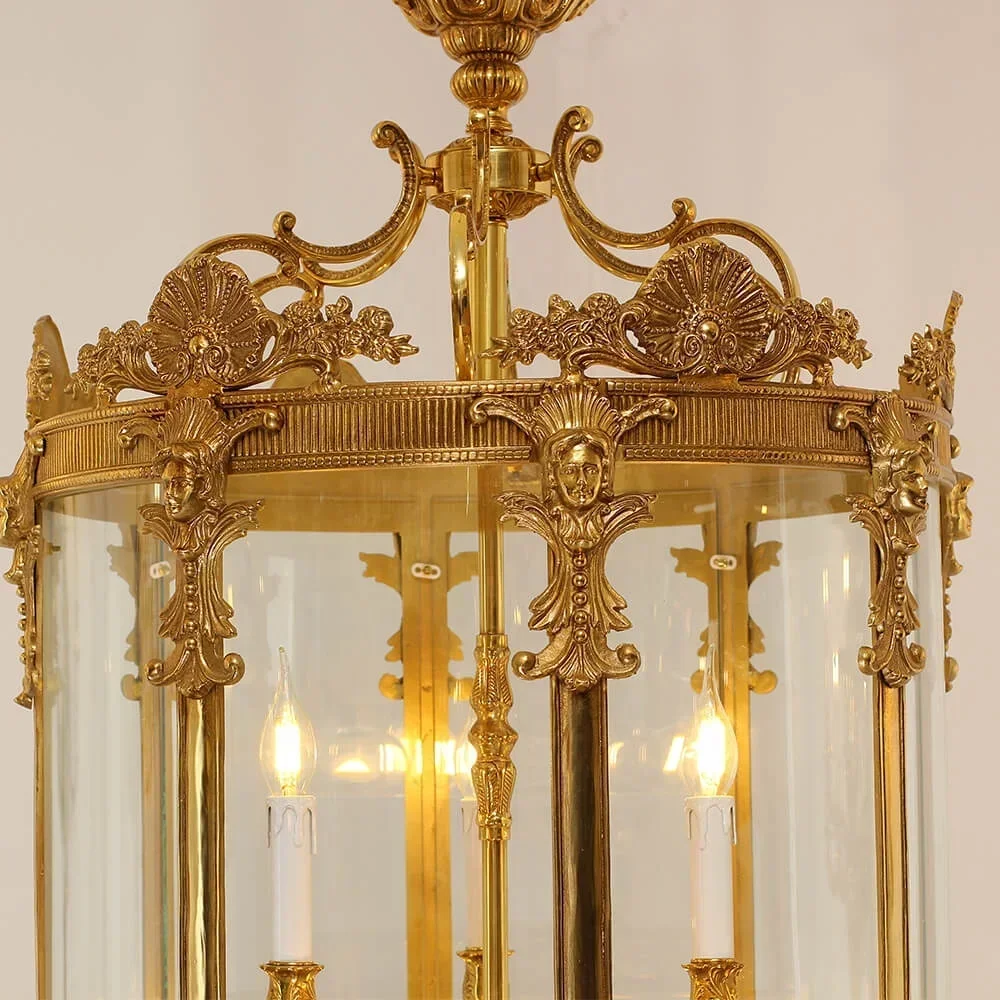 16-Inch Brass Lantern Chandelier For Restaurant