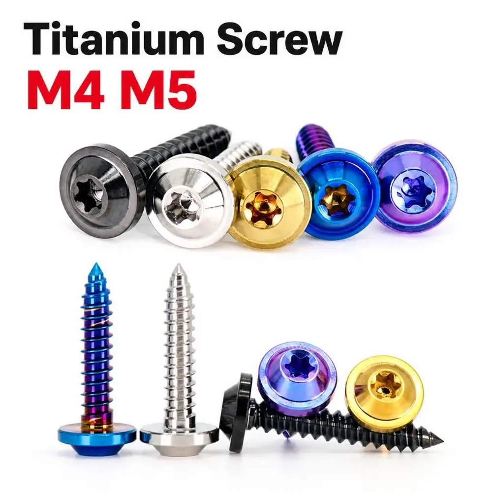 Lightweight Titanium Self Tapping Screw M4 M5 Torx Drive Titanium Fastener GR5 Trim Panel Screw