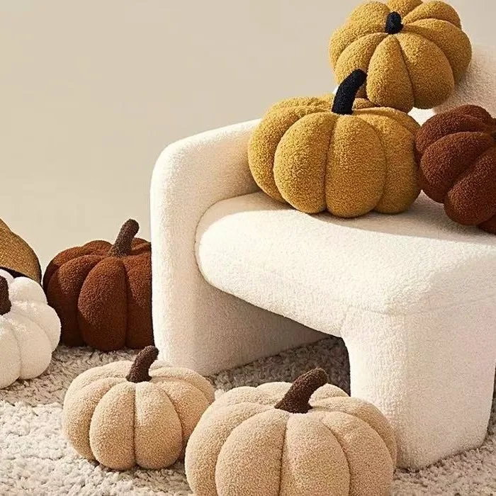 Patchwork Pumpkin Plush Pillow Instagram-Style Creative Bed Headrest for Halloween And Christmas Home Decor