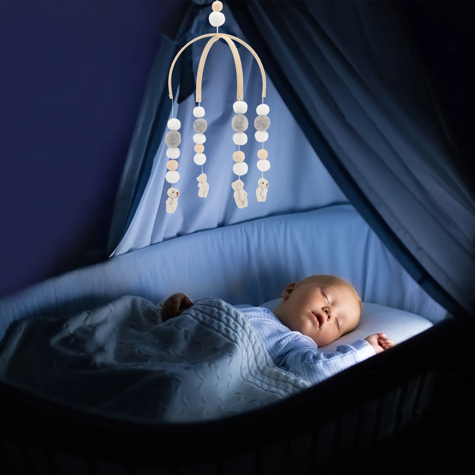 Baby Crib Wooden Wind Chime Modern Color Nursery Mobile for Baby Room Birthday Gift Newborn Gym Nursery Mobile Crib