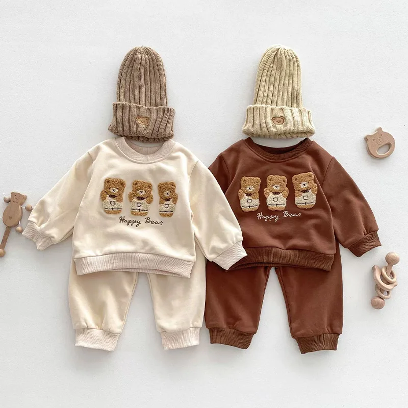 

6M-3Y Cartoon Clothing Tracksuit Baby Boy Clothes T-shirt Baby Girl Casual Solid Color Sets