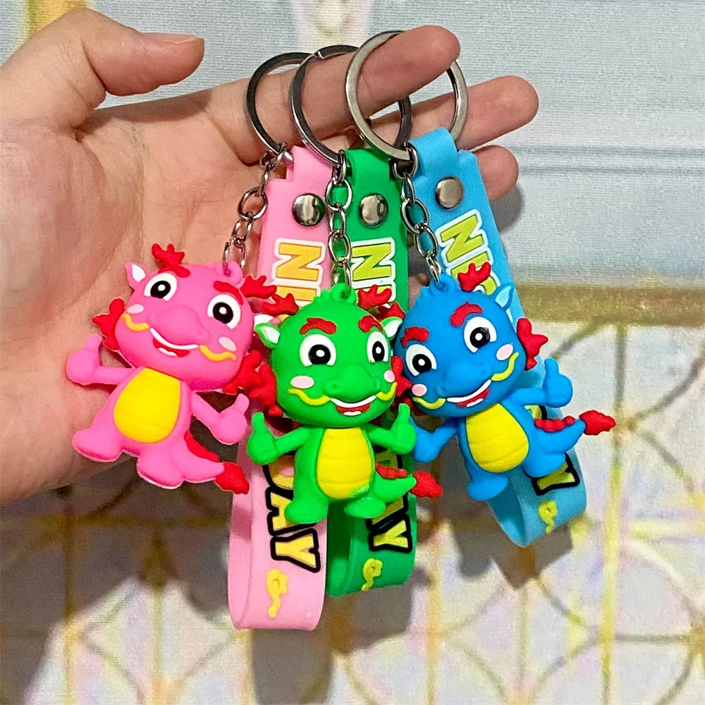 Chinese Dragon Keychain Women Men Couple Plastics Pendant Mobile Phone Case Backpack Car Accessories Gift Cute New