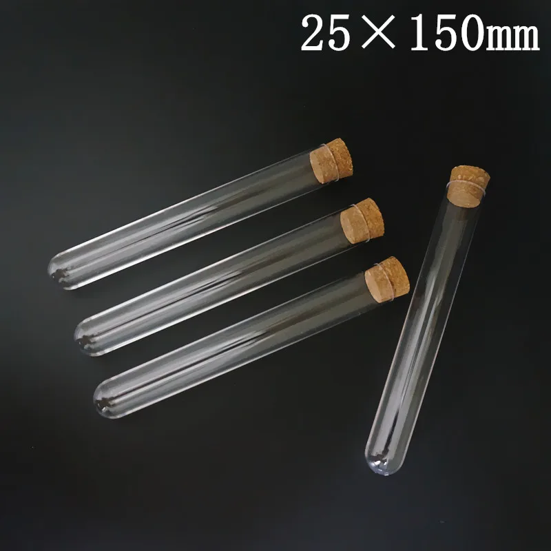 100Pcs Plastic Test Tubes with Corks Dia 12mm To 25mm Transparent Party Candy Bottle with Round Bottom,Wedding Gift Vial