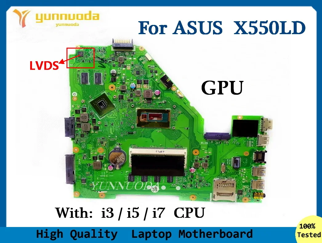 X550LD For ASUS for ASUS X550LC A550L K550L X550L  Laptop Motherboard With i3 i5 i7 CPU 4G RAM GPU 100% Tested