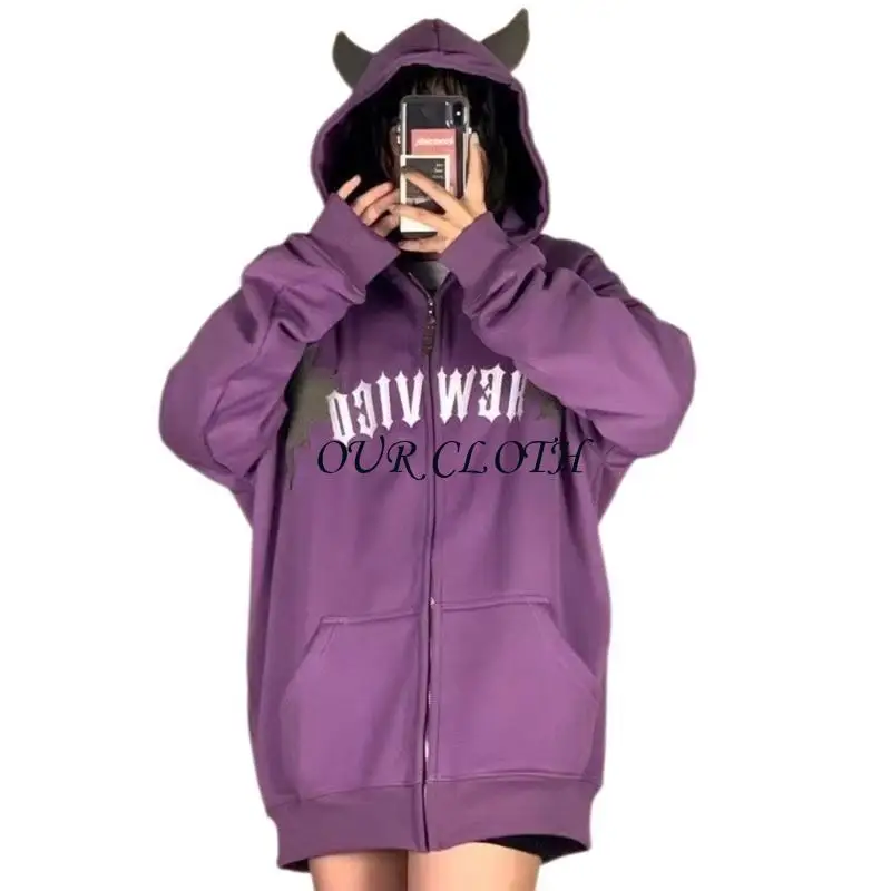 

Модные и универсальные женские толстовки с длинными рукавами и длинными рукавами с рогами дьявола, топы Y1AC