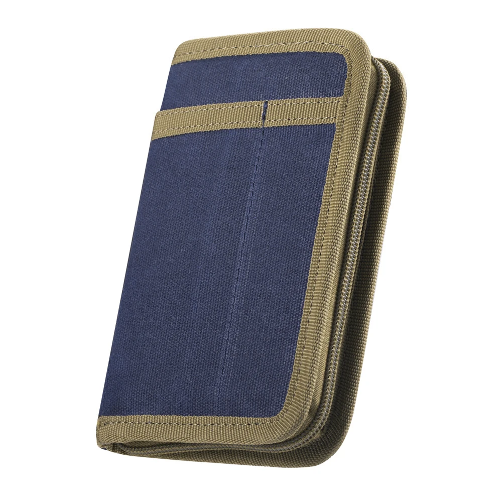 Canvas Pocket Journal Cover with Zipper For Notebook Passport Phone Pen Card Money Outdoor Activities