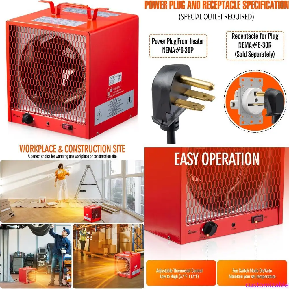 

Инфракрасный обогреватель для гаража DR-988A 208/240 В 4800/5600 Вт с вилкой 6-30R