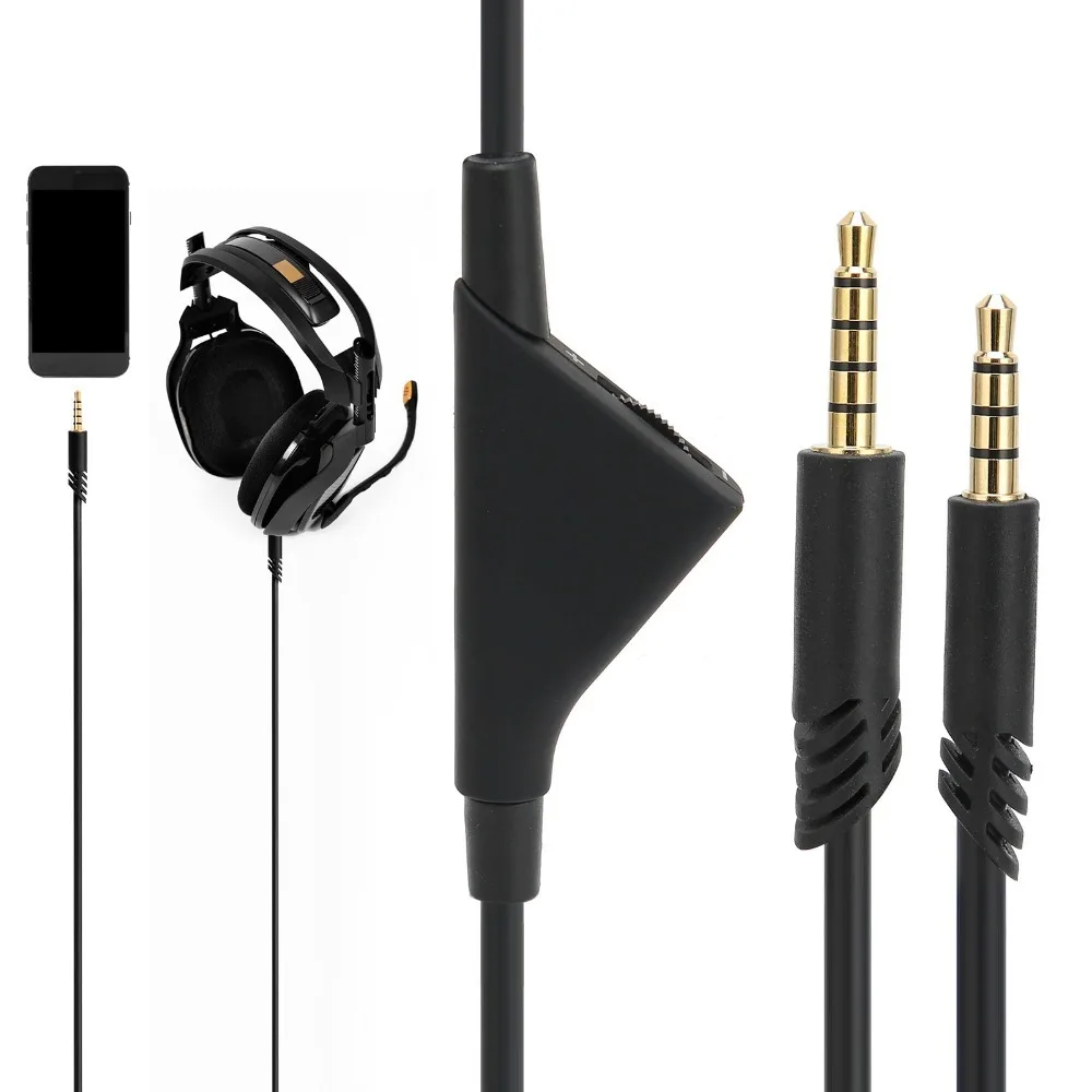 3.5mm Headphone Cable Plug and Play Volume Control Audio Line 2m/6.6ft Replacement Cable for Logitech Astro A10 A30 A40