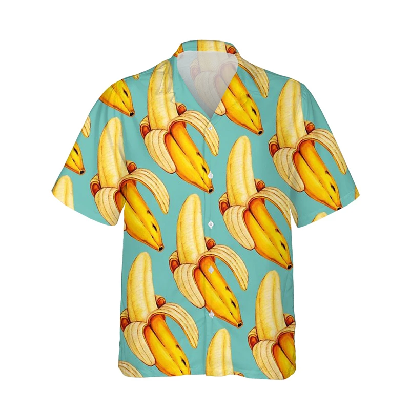 Hawaiian 3D Banana Shirts Men\'s Summer Top Breathable Fashion Clothing Beach Vacation Men\'s Short Sleeved Outdoor Casual Wear