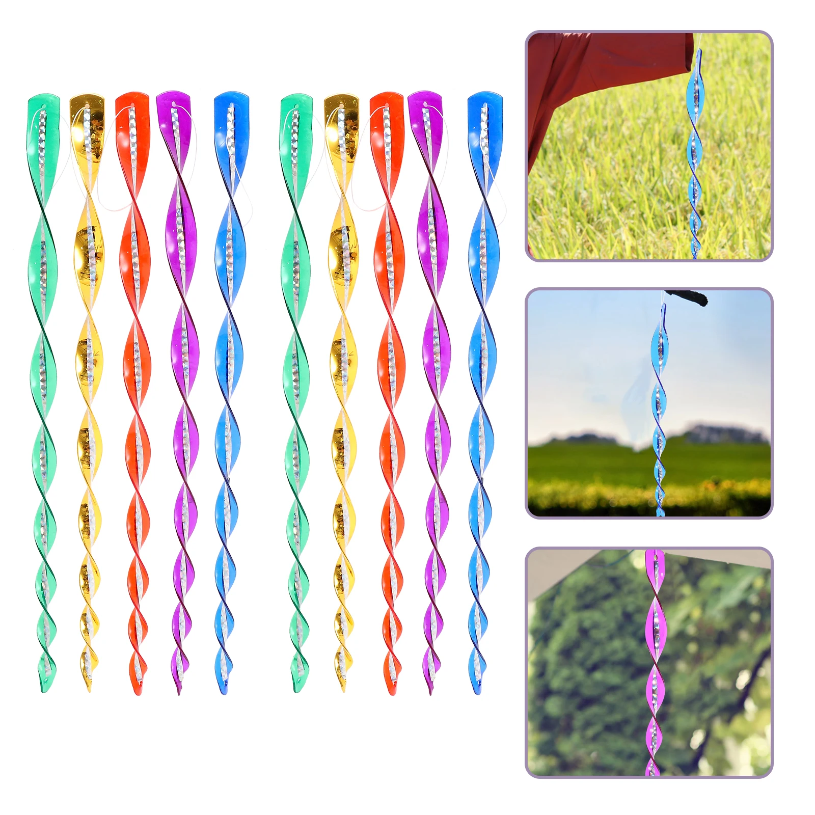 

10 Pcs Bird Repel Scarecrow Birdproof Decorative Strips Spiral Rods Windproof Birds