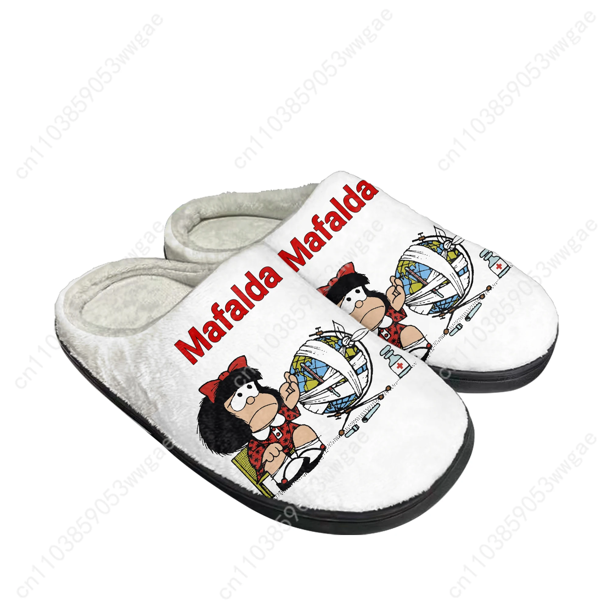 Mafalda Anime Cotton Shoes Family Slippers Mens Womens Teenagers High Quality Plush Bedroom Casual Warm Shoe Customized Slippers