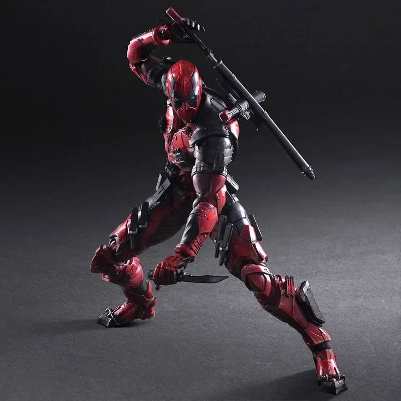 26cm PA Modified Deadpool Gray Red X-Men Action Movie Peripheral PlayArts Figure Stylish Desktop Ornaments Model Gifts Toys Kids