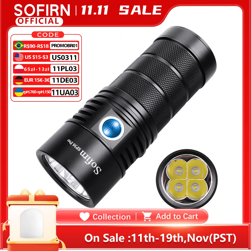 yZ[zSofirn SP36 Pro 8000lm ͂ LED d 4 * SST40 USB C [d 18650 g[`