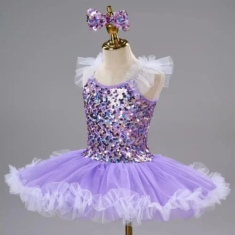 

Модное балетное платье с пайетками и головным убором, пышный костюм для выступлений, современное платье для вечеринок, танцевальные костюмы