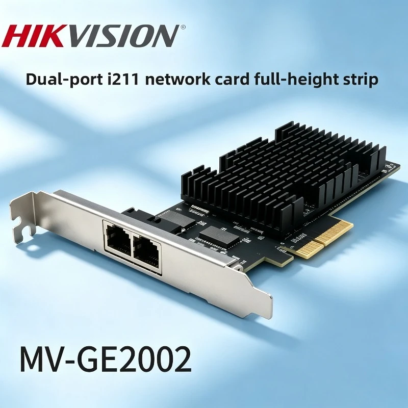 Hikvision MV-GE2002 Dual Port Intel I211 Gigabit Network Card PCIe GigE Vision Frame Grabber for Line Scan Industrial Camera