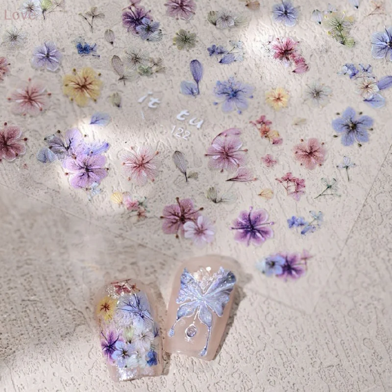 [L&P] Vintage Embroidery Peony Retro Chinese Flower King Chic Soft Relief Embossed Self Adhesive Nail Art Sticker Manicure