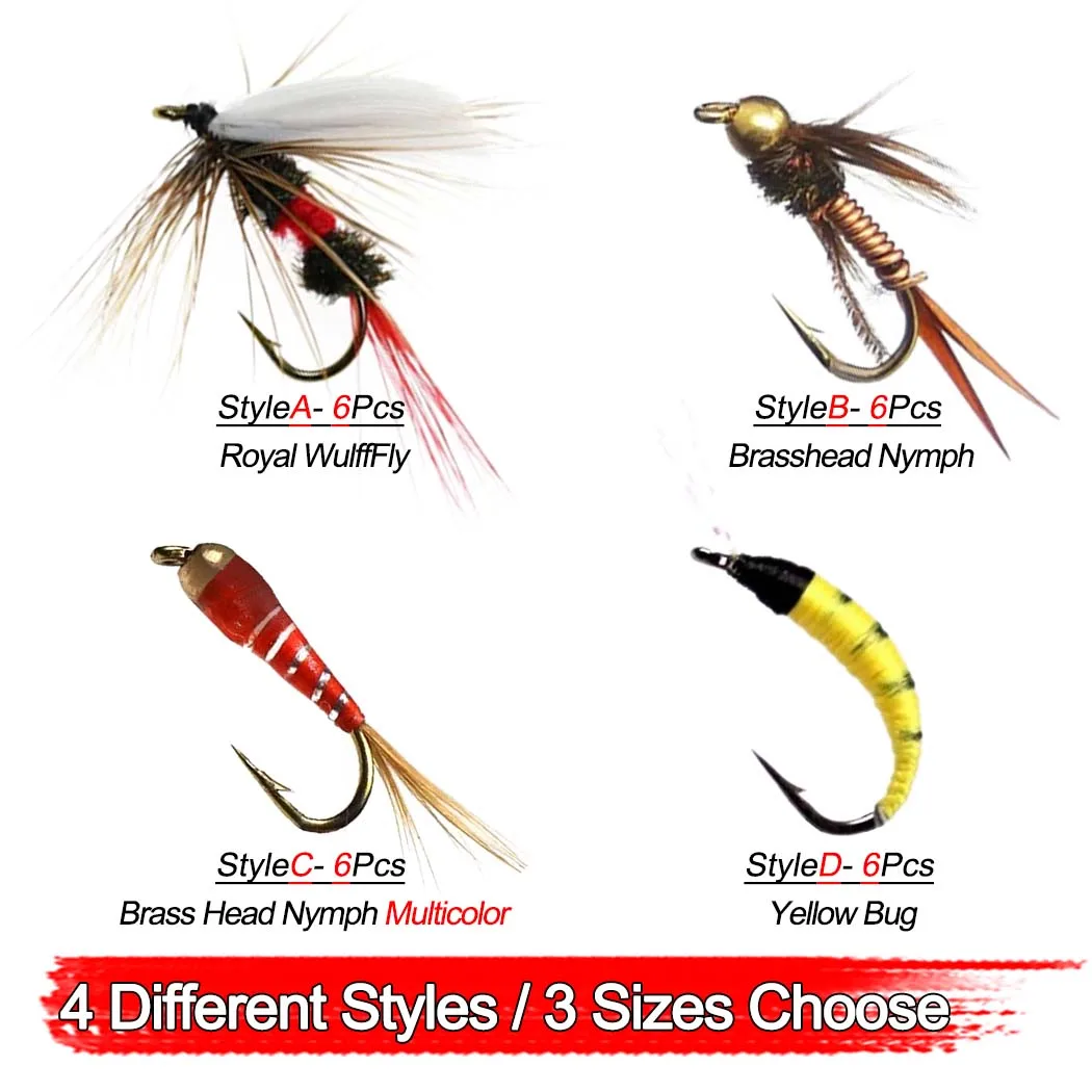 6Pcs 4 Different Styles Dry Fly Fishing For Trout Fishing Lure Artificial Insect Lure Fishing 3 Sizes Choose