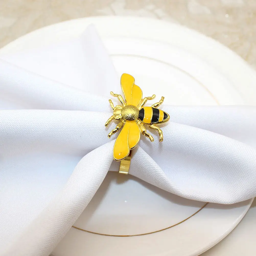 4Pcs Bumblebee Napkin Rings Yellow Cute Bee Napkin Holders for Spring Summer Weddings Birthday Shower Table Decor
