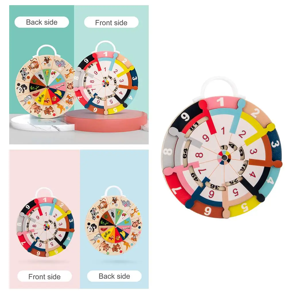 Colorful Wood Multiplication Turntable Plate Portable Early Learning Toy