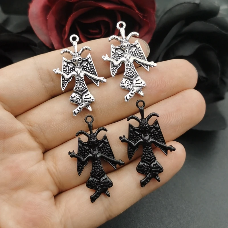 5 pezzi 3D Gothic Baphomet pendenti, ciondolo satana, impronta satanica, lucifero, Halloween adatto per accessori gioielli fatti a mano fai da te