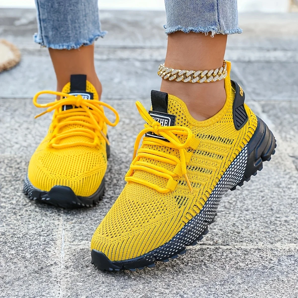 

Женские кроссовки, дышащие вязаные кроссовки, женские кроссовки 2025 года, новый дизайн, повседневная спортивная обувь для женщин, удобные прогулочные кроссовки