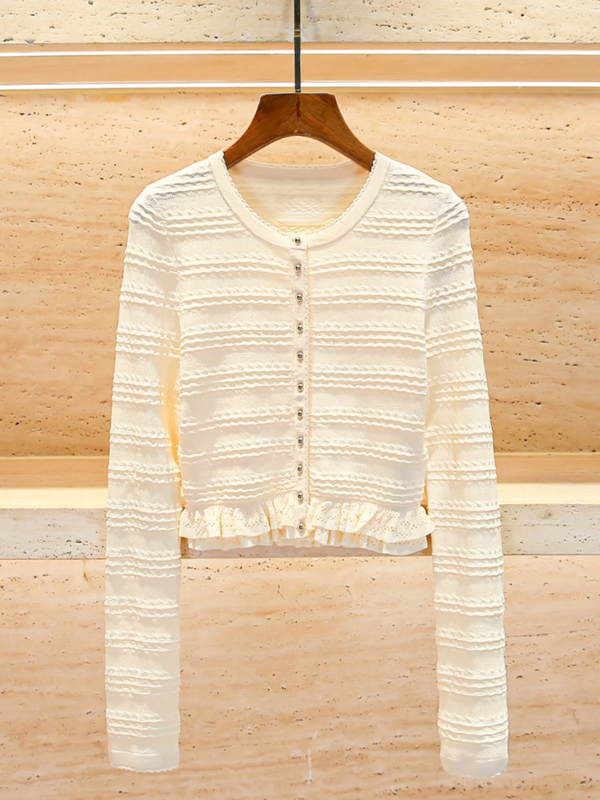 

Женский вязаный открытый кардиган Ele с кружевной отделкой. Весенняя мода. Высококачественная женская одежда. Длинная одежда обычного кроя.