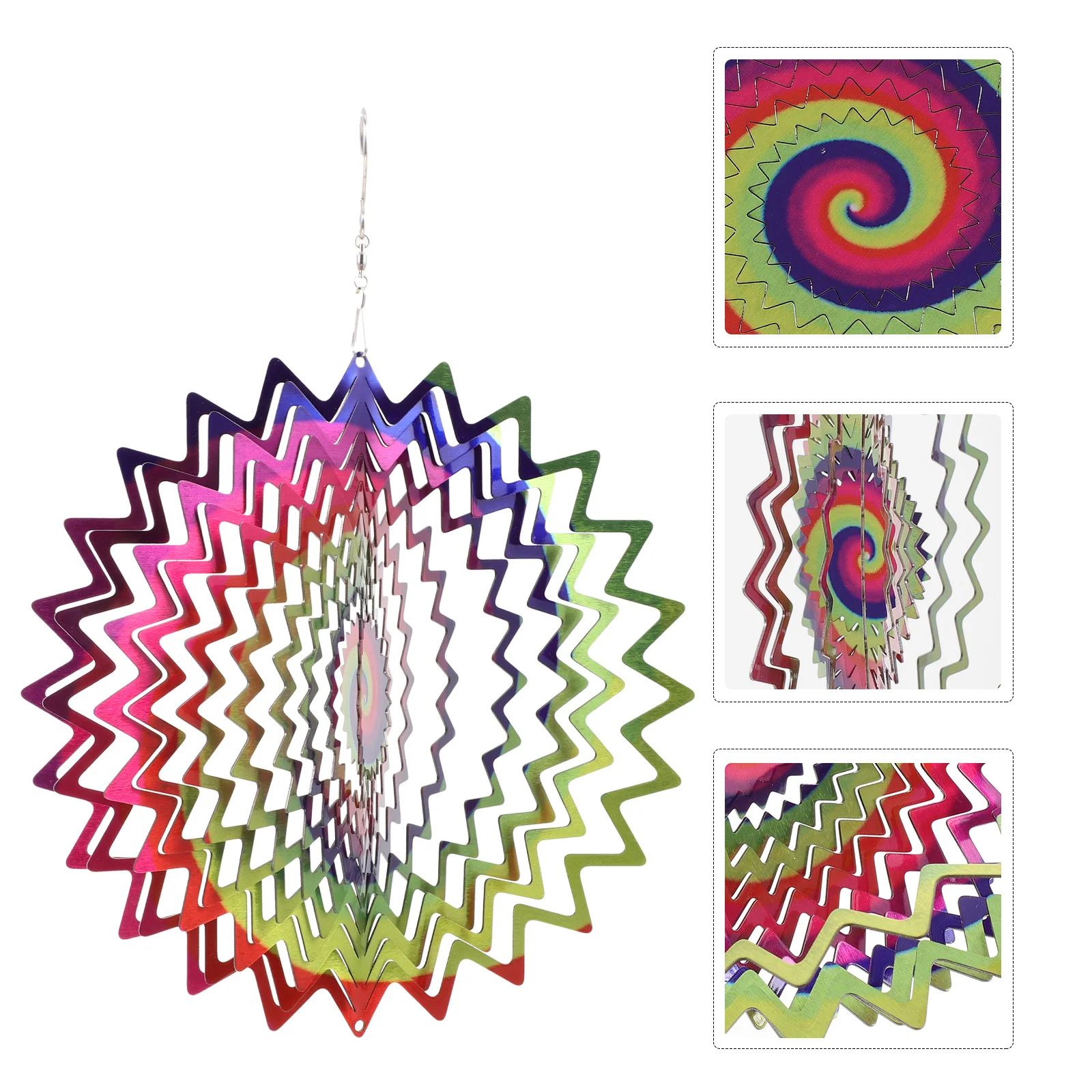 

Rotating Stainless Steel Metal Wind Chime Hanging Decor Garden Patio Outdoor 3D Multi-Layer Color Visual Effect