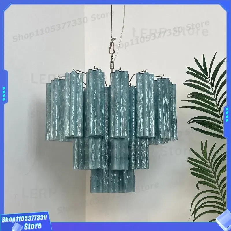 Luxury French Murano Glass Chandelier American Retro Style Lighting for Living Room Bedroom High End Colored Pendant Lamp