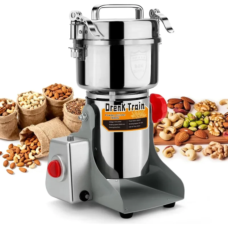 1000G Electric Grain Grinder Mill 110V Swing Type 304 High speed Spice Herb Mill Commercial Powder Machine for Dry Cereals